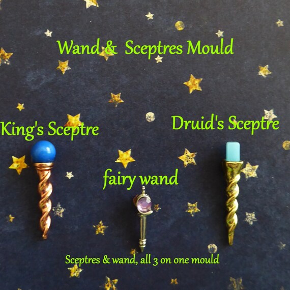 Sceptre Silicone Mold,Fondant, Chocolate, Candy, Polymer Clay, Craft,Cake Tool,Cupcake Topper,Sugar Decorations,Halloween,Fairy Wand Il_570xn