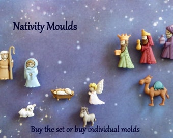 Nativity Silicone Mold for DIY Craft. Chocolate Candy,Fondant Decorations, Clay, Resin. Baby Jesus, Angel, 3 Kings, Mary Joseph