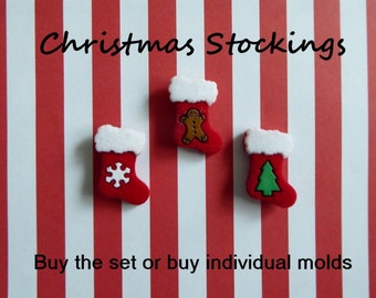 Silicone Mold DIY crafts Chocolate Candy Cupcake Topper Cake Decorations Fondant Polymer Clay Christmas Stocking