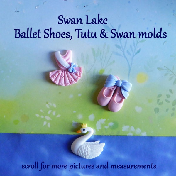 Swan Lake Recital Silicone Mold DIY craft Chocolate Candy Cupcake Topper Fondant Polymer Clay Resin Embellishment Ballet Tutu Slippers Shoes