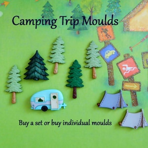 Moldes de silicona para caravanas, tiendas de campaña y árboles para manualidades. Proyectos para viajes de camping.