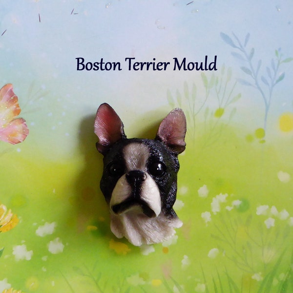 Silicone Mold DIY crafts Chocolate Candy Cupcake Topper Cake Decorations Fondant Polymer Clay Boston Terrier Dog Head