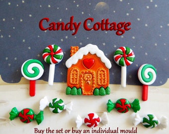 Gingerbread House Silicone Molds for DIY Crafts. Chocolate Candy, Cake decorations. Fondant, Polymer Clay, Resin. Christmas Lollipop Mold