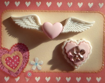 Fluted Heart and Wings Silicone Molds for DIY crafts. Chocolate Candy, Cupcake Topper, Cake Decorations. Fondant,Polymer Clay,Resin.