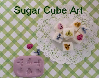 Mini Molds  Silicone Mold Fondant Candy DIY Sugar Cube Decoration Polymer Clay Craft Miniature Bee Ladybug Dragonfly Ladybird Cake Tool