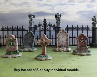 Silicone Mold DIY Crafts Chocolate Candy Cupcake Topper Fondant Polymer Clay Halloween Tombstone Headstone Gravestone