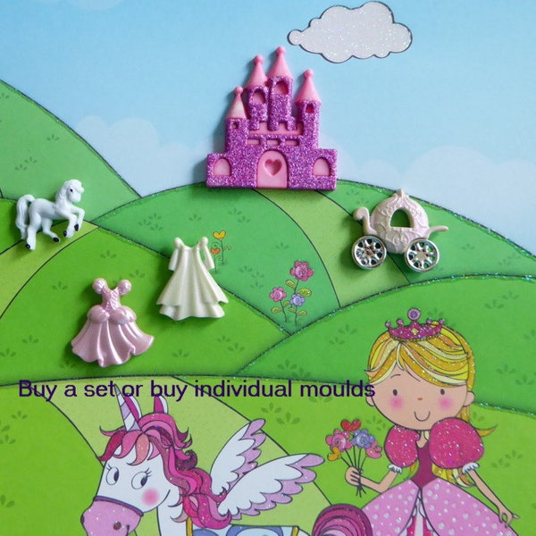 Silicone Mold DIY crafts Chocolate Candy Cupcake Topper Cake Decorations Fondant Polymer Clay Princess Dress Castle Carriage