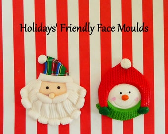 Silicone Mold DIY crafts Chocolate Candy Cupcake Topper Cake Decorations Fondant Polymer Clay Snowman Santa Claus