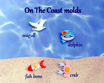 Seagull,Dolphin,Fishbone and Crab Silicone Molds for DIY crafts