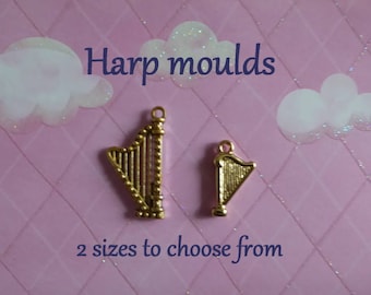 Harp Silicone Mold for DIY Crafts, Chocolate Candy Cupcake Topper Decorations Polymer Clay Fondant