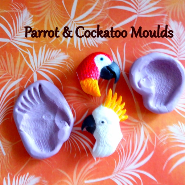 Silicone Mold DIY crafts Chocolate Candy Cupcake Topper Cake Decorations Fondant Polymer Clay Parrot Cockatoo Bird