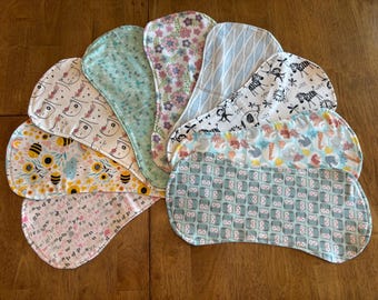 Handmade Flannel Burp Cloth: Contoured, 2-Layer Baby Shower Gift