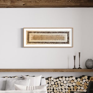 XL Mexican Handmade Amate Paper 15.5" x 47" (Frame Not Included) Cream + Brown Linear Weave Sunburst Artisan Design Art