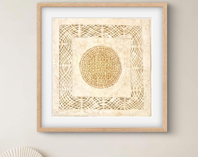 Featured listing image: Handmade Mexican Amate Paper Wall Art – Medium 15.75x15.75 Modern Mexican Art (Unframed)