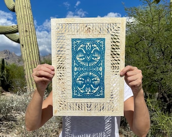 Handmade Mexican Amate Paper Wall Art – Medium 11.75x15.5 Modern Mexican Art (Unframed)