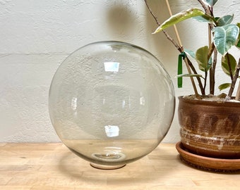 SECONDS SALE!!! 12” Blown Glass Clear Barragan Ball, Mercury Globe w/ Wood Stand/ XL!! Final Sale