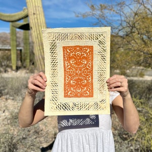 Medium Mexican Handmade Amate Paper 11.75"x15.5" (Frame Not Included) Terracotta