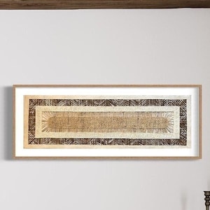 XL Mexican Handmade Amate Paper 15.5 x 47 Frame Not Included Cream Brown Linear Weave Sunburst Artisan Design Art afbeelding 1