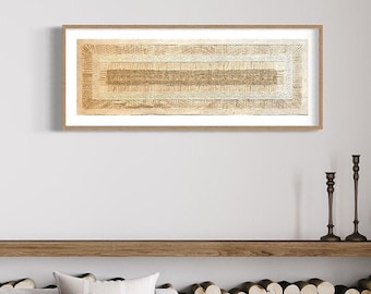 XL Mexican Handmade Amate Paper 15.5" x 47" (Frame Not Included) Cream Linear Weave Rectangles Artisan Design Art