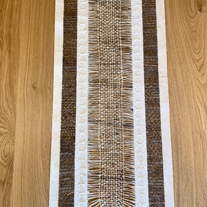 XL Mexican Handmade Amate Paper 15.5 x 47 Frame Not Included Cream Brown Linear Weave Sunburst Artisan Design Art afbeelding 3