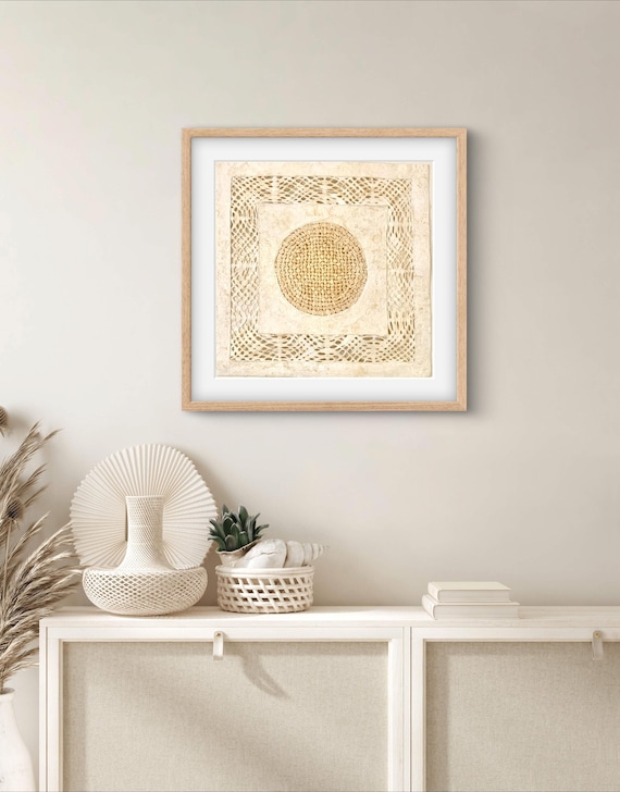 Handmade Mexican Amate Paper Wall Art – Medium 15.75x15.75 Modern Mexican Art (Unframed)