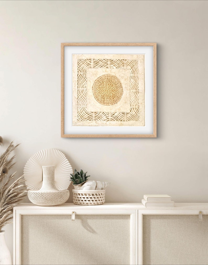 Handmade Mexican Amate Paper Wall Art – Medium 15.75x15.75 Modern Mexican Art (Unframed) image 1