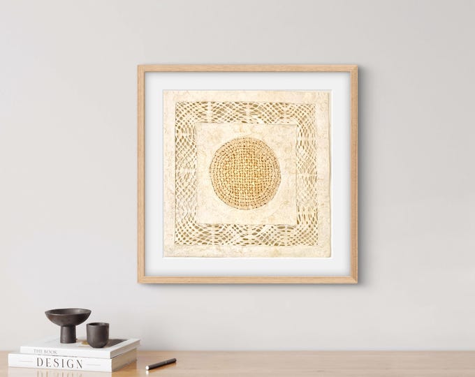 Featured listing image: Handmade Mexican Amate Paper Wall Art – Medium 15.75x15.75 Modern Mexican Art (Unframed)