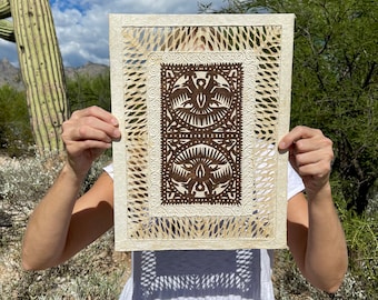Arte de parede artesanal em papel Amate mexicano – Tamanho médio (11,75 x 15,5 polegadas) – Arte mexicana moderna (sem moldura)