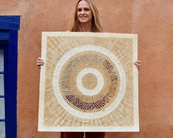 Handmade Mexican Amate Paper Wall Art – XL 31.25x31.25 Modern Mexican Art (Unframed)