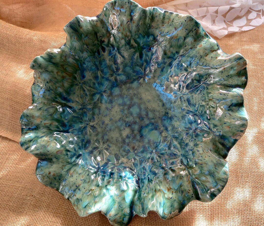 Large Decorative Pottery Bowl, Beach Decor, Fine Art Ceramics, Coastal