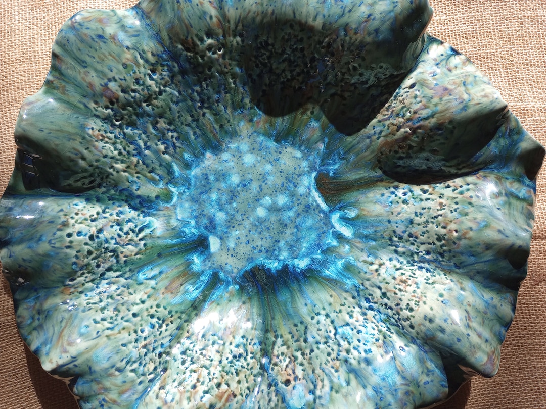 Large Decorative Pottery Bowl, Beach Decor, Fine Art Ceramics, Coastal