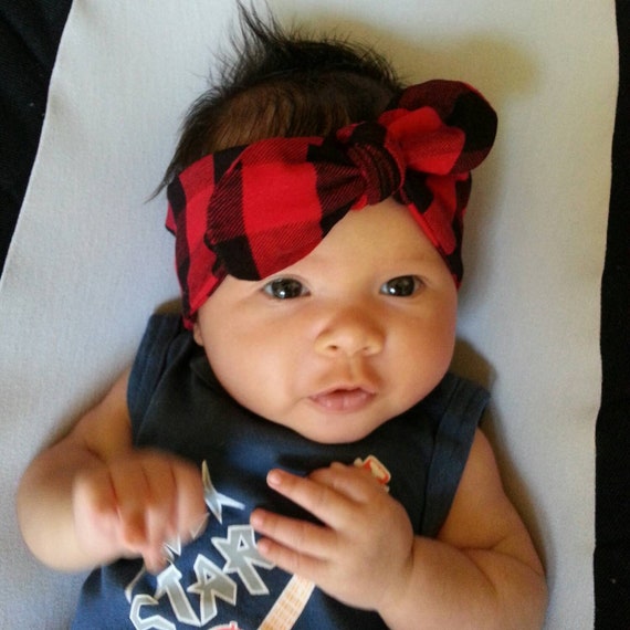 plaid headband baby