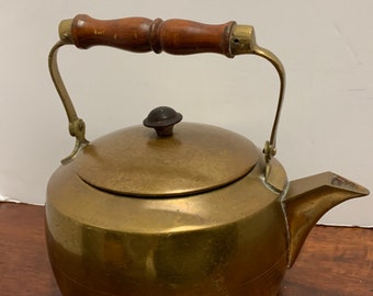 Vintage Brass Teapot with walnut handle