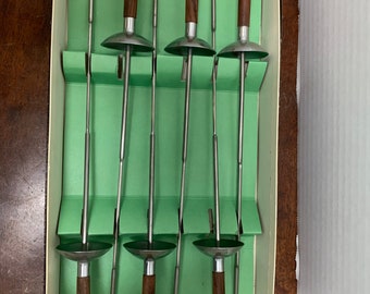 Mid Century Walnut and Stainless Steel Skewers