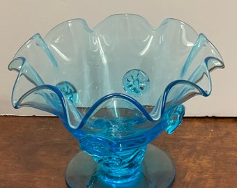 Vintage Aqua Blue Glass Dish