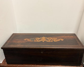 Antique 19th Century Cylinder Music Box in Rosewood Case-Works!