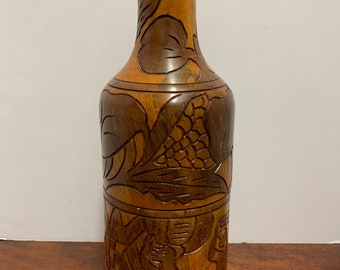 Mid Century Handmade Wooden Wine Bottle Holder