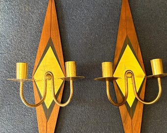 Pair of Mid Century Modern Wall Sconces Candlestick Holders