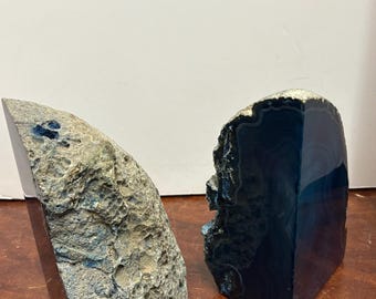Vintage Blue Agate Bookends