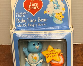 Vintage 1980s Baby Tugs Bear Care Bear with Big Diggity Bucket