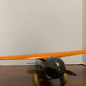 1930s Wyandotte Pressed Metal Orange Plane image 3