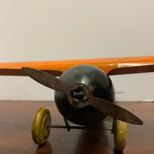 1930s Wyandotte Pressed Metal Orange Plane image 4