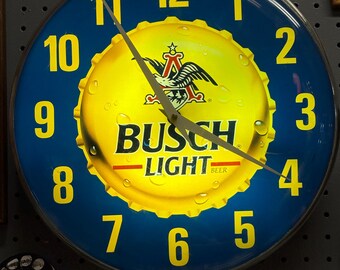 1990s Light Up Busch Light Beer Bar Clock