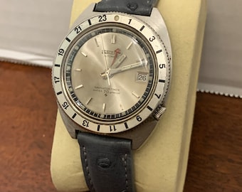 1969 Seiko Navigator Timer Watch with Rare Silver Sunburst Face