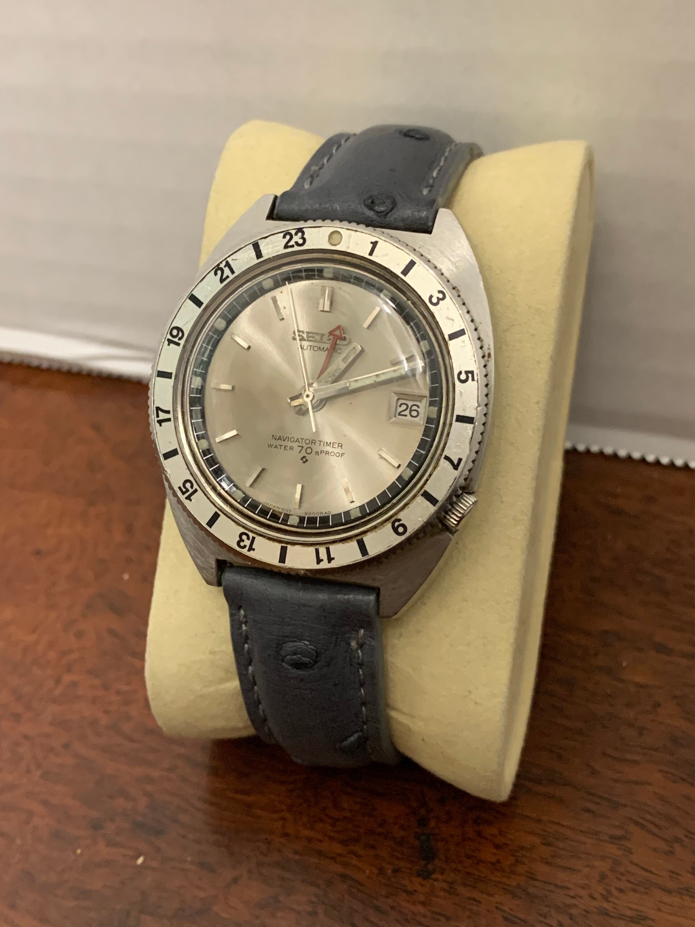 1969 Seiko Navigator Timer Watch With Rare Silver Sunburst