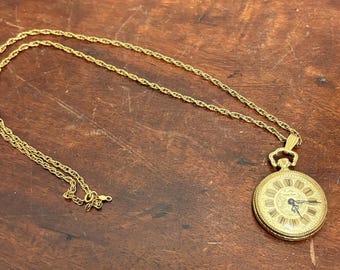 1960s Nastrix G.P. Pendant Watch with 12k Gold Filled Chain Pocket Watch Necklace