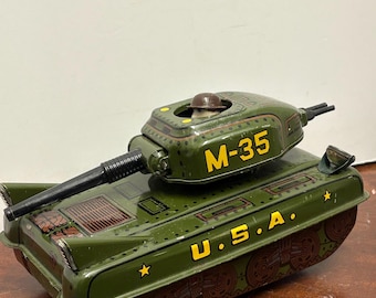 Rare 1950s M-35 Litho Tank Toy from Japan