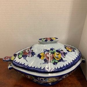 Hand Painted Ceramic Tureen with Ladle image 2