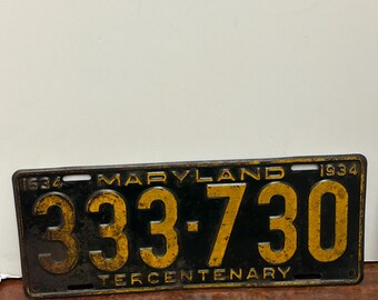 1934 Maryland Tercentenary License Plate
