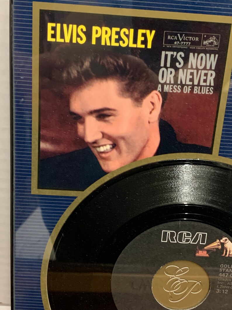 Vintage Elvis Its Now or Never Framed Collectible 45 immagine 2